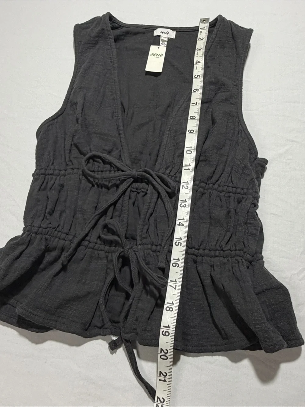 aerie Black Tie-Front Peplum Camisole